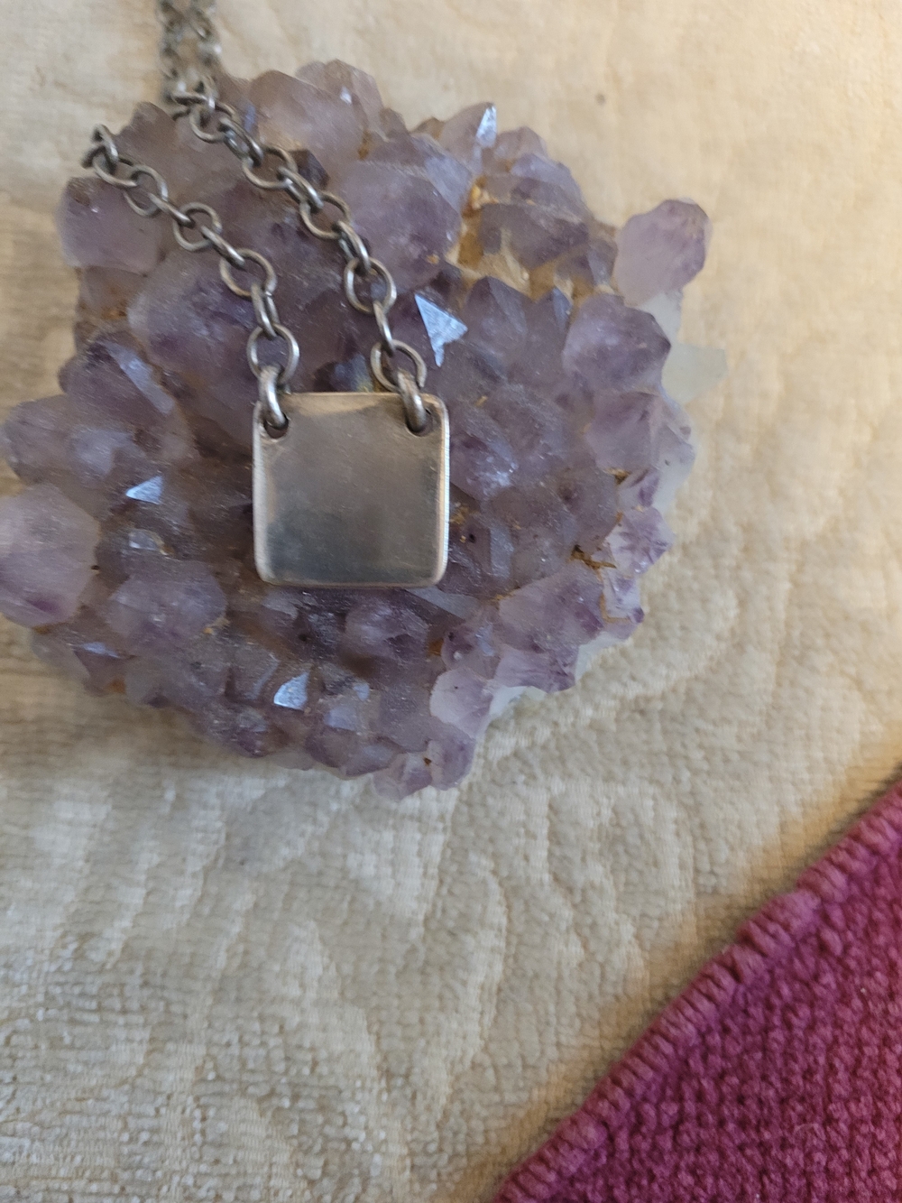 Sterling Silver Square Pendant Necklace in Silver